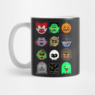 MONSTER FACES Halloween Emoji Shirt Clown Skeleton Costume Mug